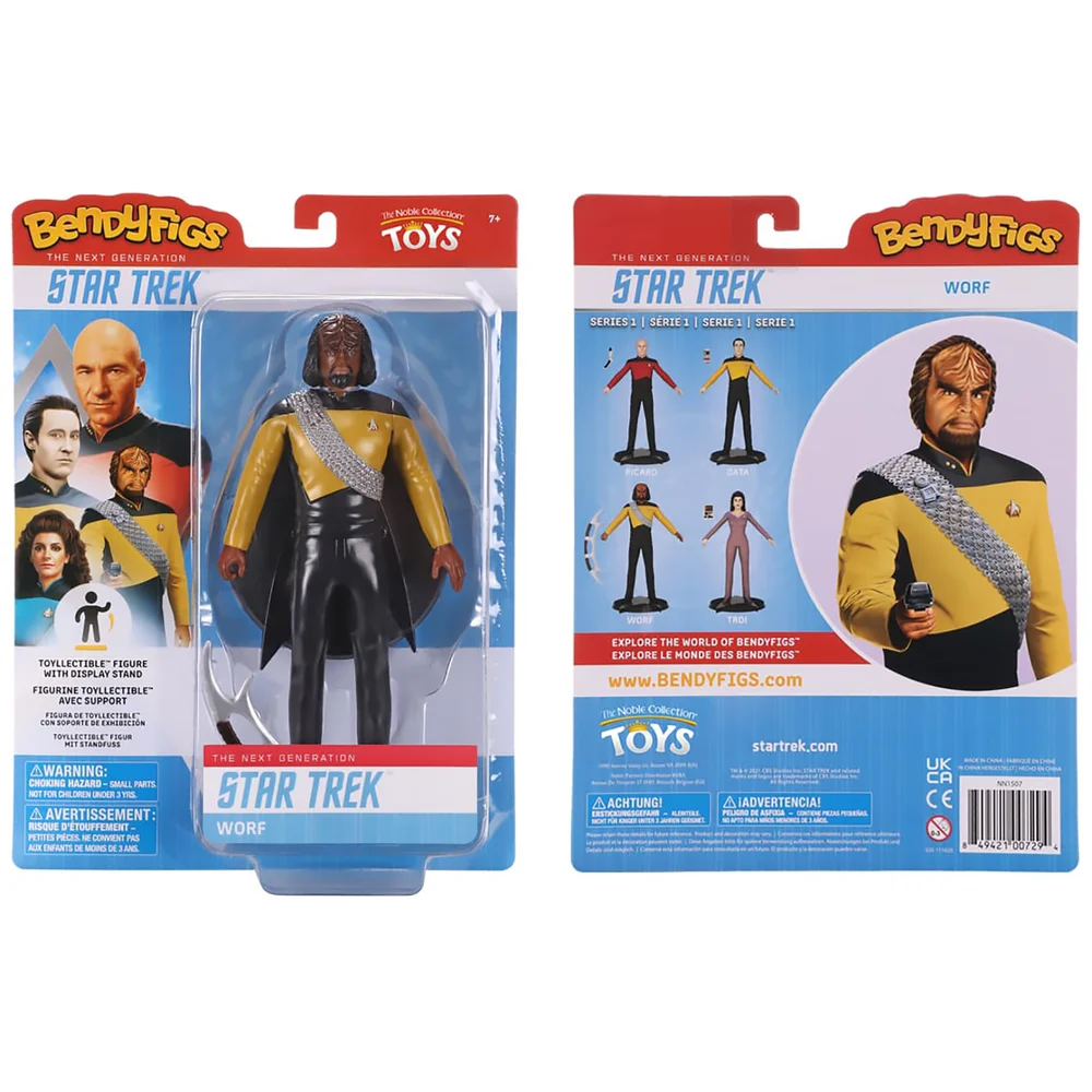 Noble Collection Star Trek Lieutenant Worf BendyFig 7.5 Inch Action Figure Image 1