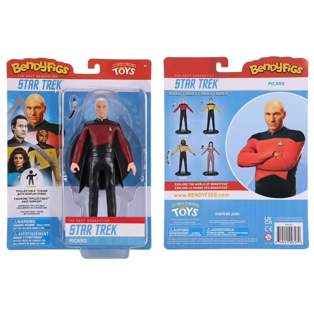 Noble Collection Star Trek Captain Picard BendyFig 7.5 Inch Action Figure Image 1