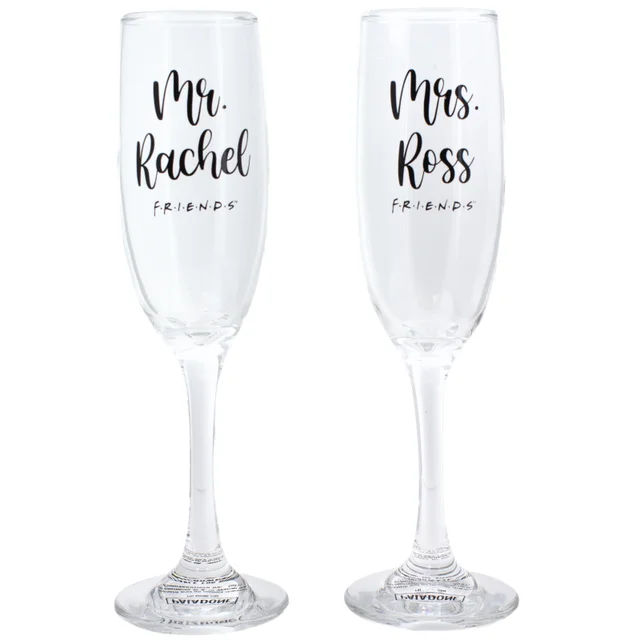 Friends Ross and Rachel Champagne Flutes