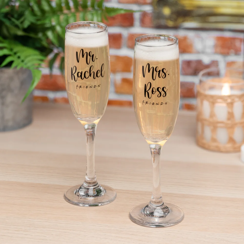 Friends Ross and Rachel Champagne Flutes Image 1