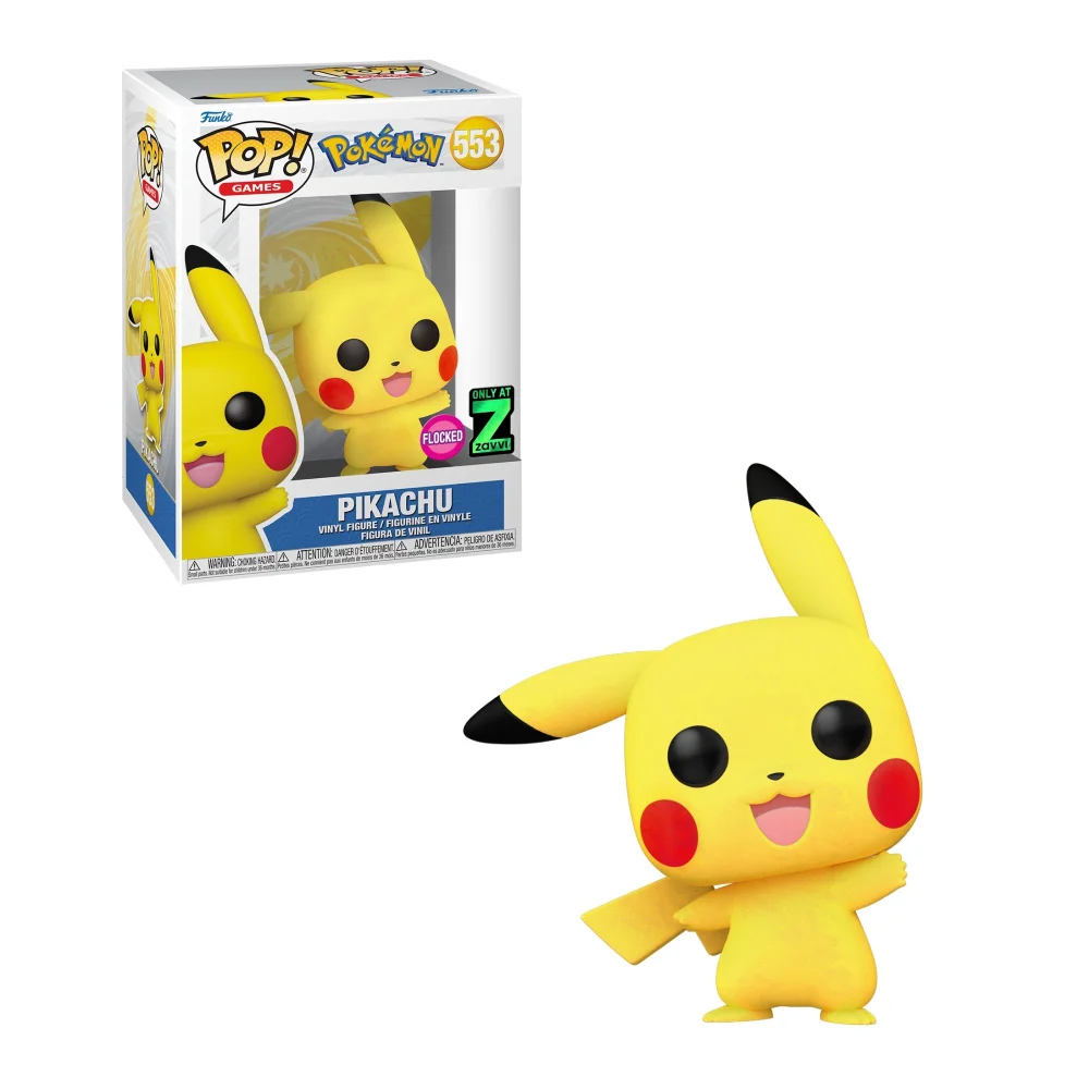 Pokémon Pikachu Waving Flocked Zavvi EXC Funko Pop! Vinyl Image 1