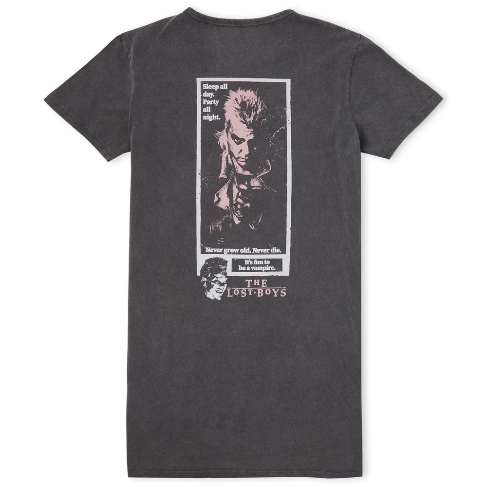 The Lost Boys Sleep All Day Party All Night Women's T-Shirt Dress - Black Acid Wash - M Image 1