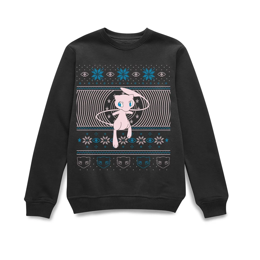 Pokémon All I Want For Christmas Is Mew Unisex Christmas Jumper - Black - S Image 1