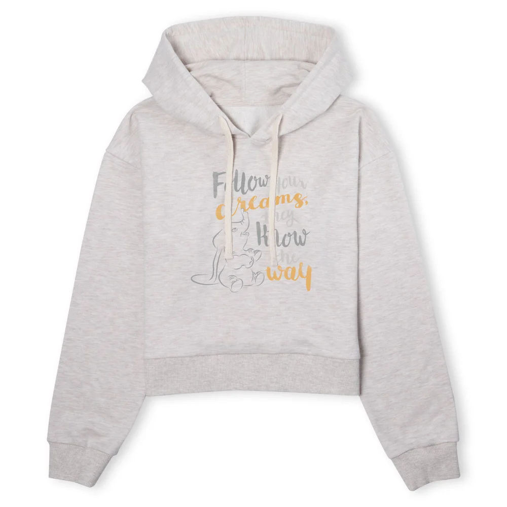 Dumbo Follow Your Dreams Women's Cropped Hoodie - Ecru Marl - L Image 1
