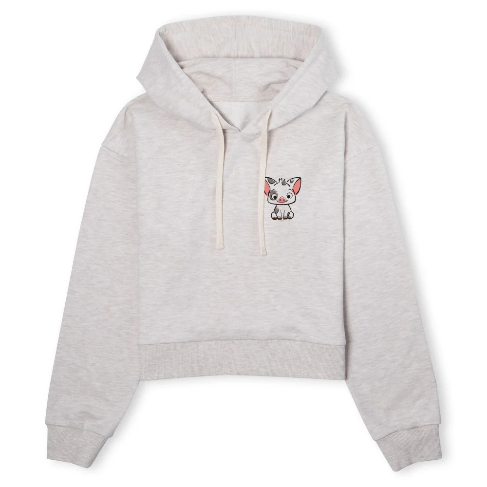Moana Pua The Pig Women's Cropped Hoodie - Ecru Marl - L Image 1