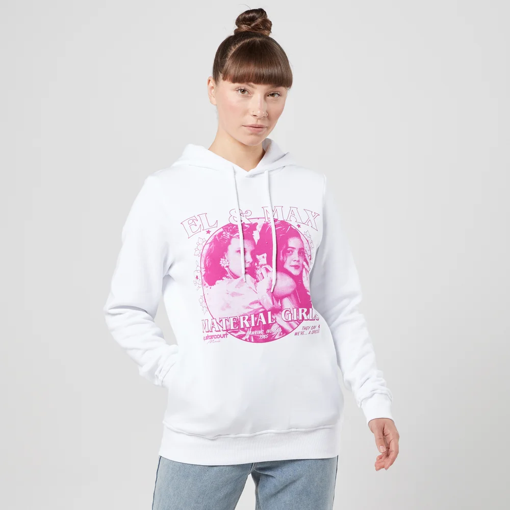 Stranger Things El And Max Material Girls Hoodie - White - S Image 1