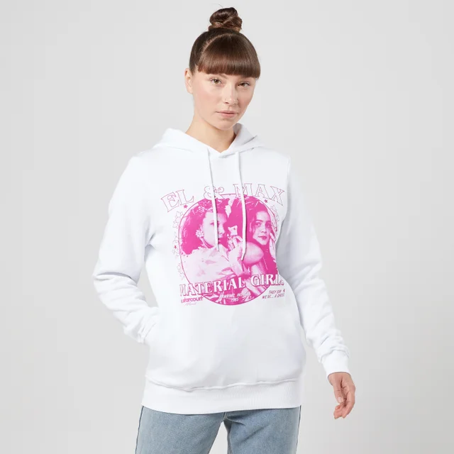 Stranger Things El And Max Material Girls Hoodie - White