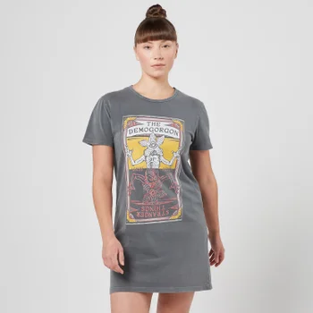 Stranger Things Demogorgon Tarot Card Women's T-Shirt Dress - Black Acid Wash