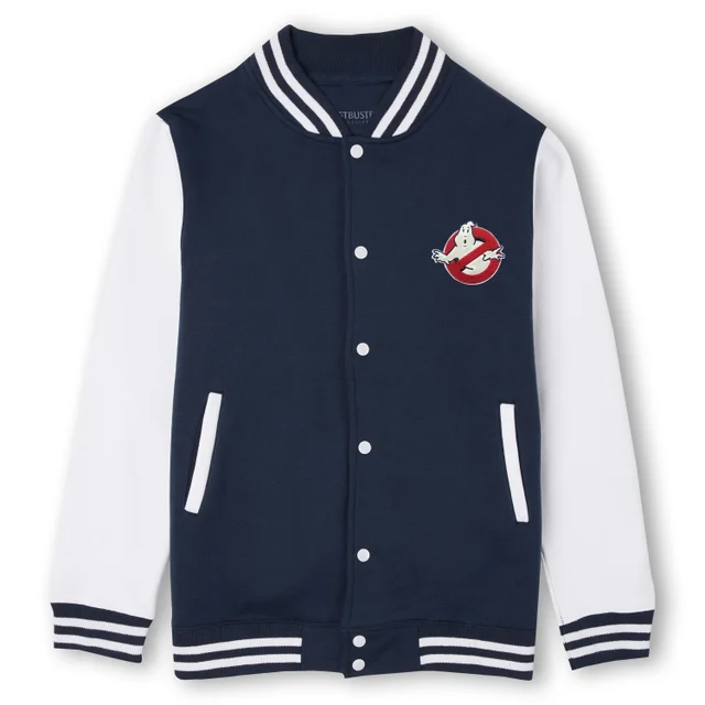Ghostbusters Bustin' Equipment Embroidered Varsity Jacket - Navy / White