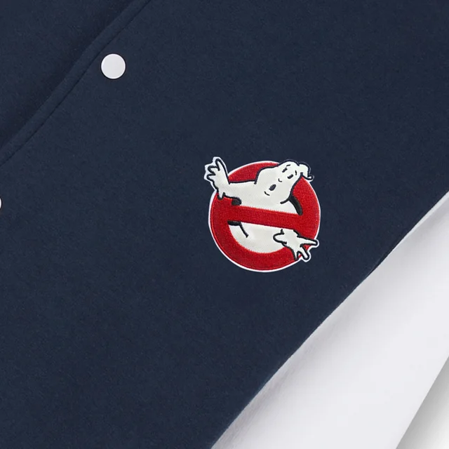 Ghostbusters Bustin' Equipment Embroidered Varsity Jacket - Navy / White