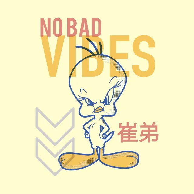 Looney Tunes No Bad Vibes Unisex T-Shirt - Cream
