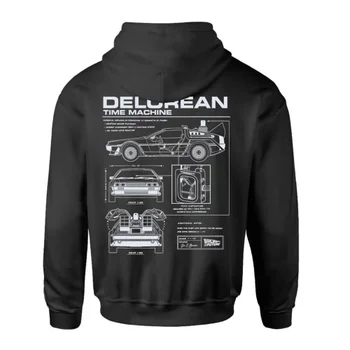 Back To The Future Delorean Schematic Kids' Zipped Hoodie - Black