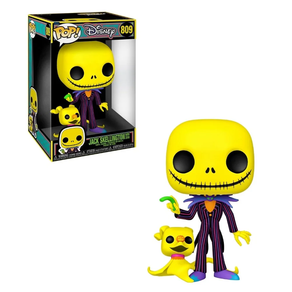 Disney The Nightmare Before Christmas Jack and Zero Blacklight 10-Inch Funko Pop! Vinyl Image 1