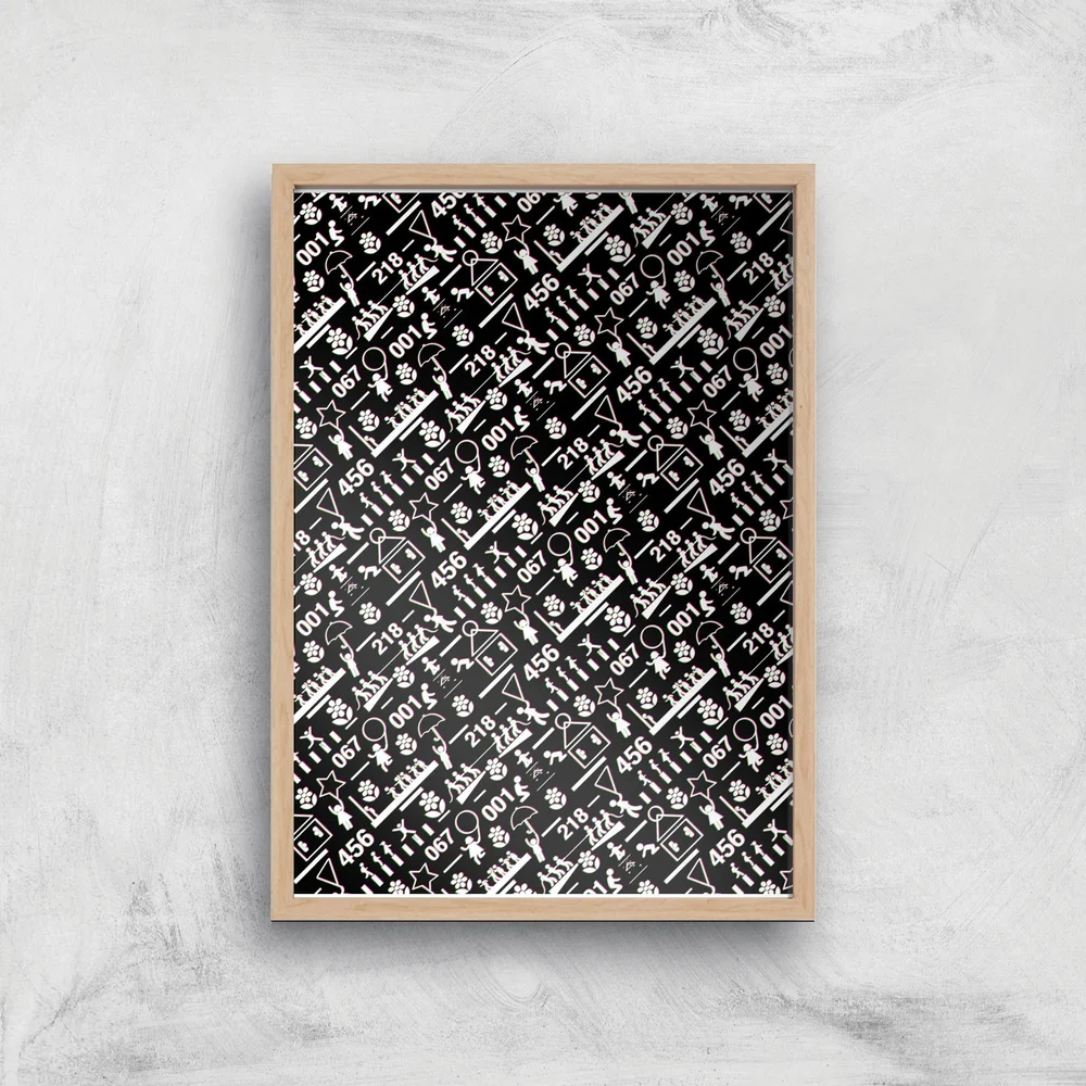 Squid Game Games Glitch Giclee Art Print - A4 - Wooden Frame Image 1