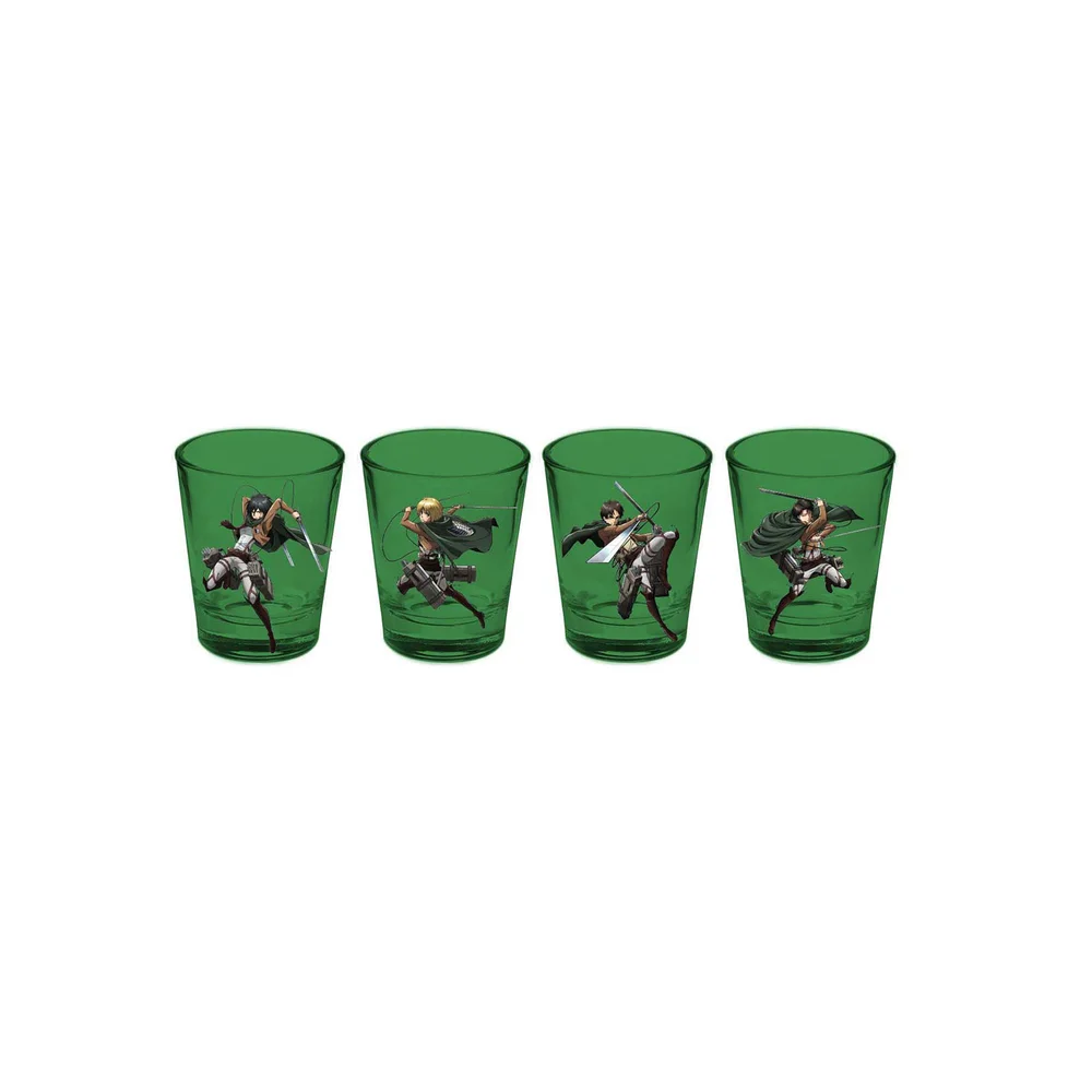 Attack On Titan Character 4 Pack Mini Glass Set Image 1