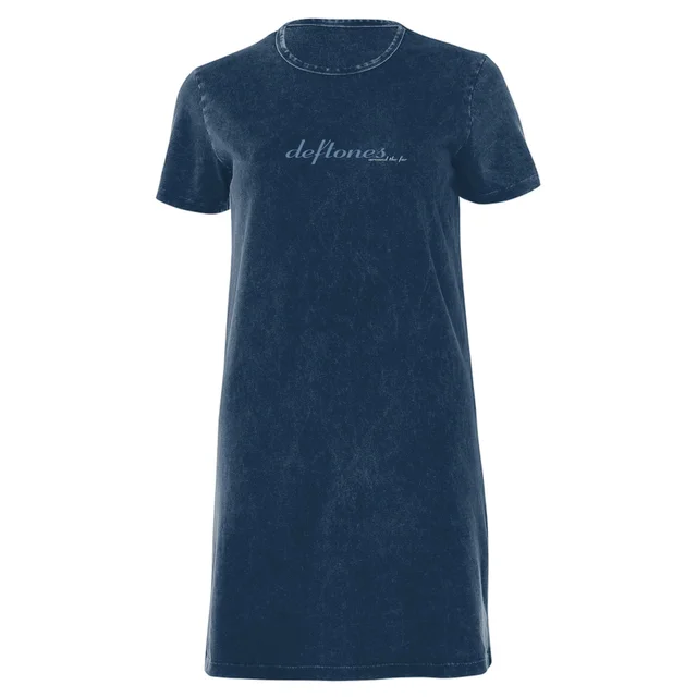 Deftones Around The Fur Women's T-Shirt Dress - Navy Acid Wash
