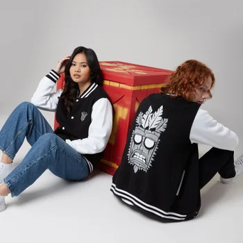 Crash Bandicoot Tiki Varsity Jacket - Black/White