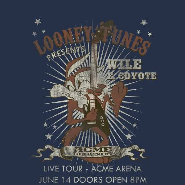 Looney Tunes Wile E Coyote Guitar Arena Tour Hoodie - Navy