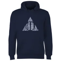Harry Potter Deathly Hallows Text Hoodie - Navy - undefined undefined