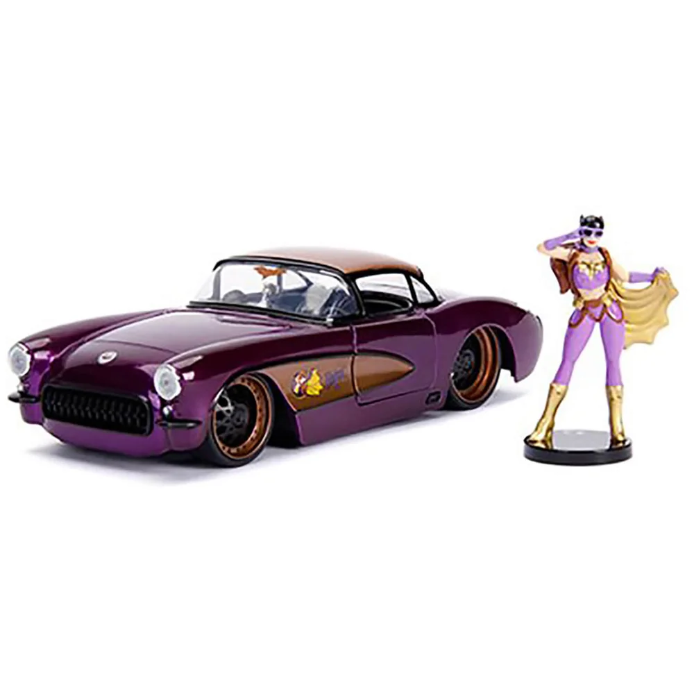 Jada Toys DC Comics Bombshells 1:24 Scale Die Cast Vehicle - Batgirl & 1957 Chevy Corvette Image 1