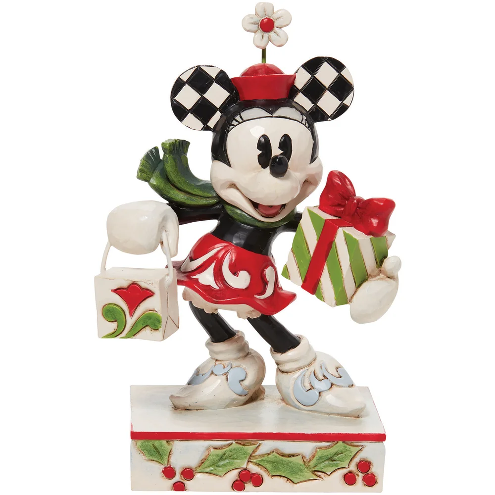Disney Traditions Christmas Minnie Mouse with Presents Figurine Image 1