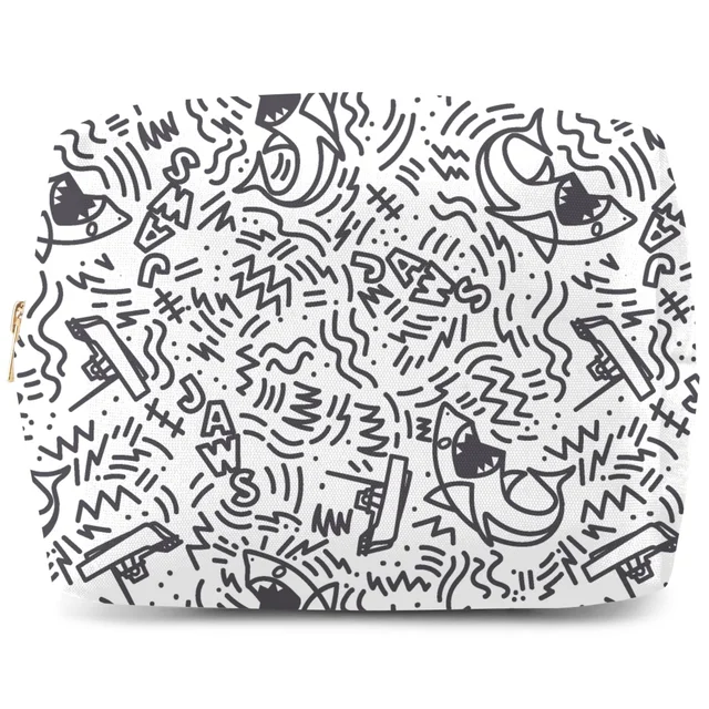 Jaws Doodle Pattern Makeup Bag
