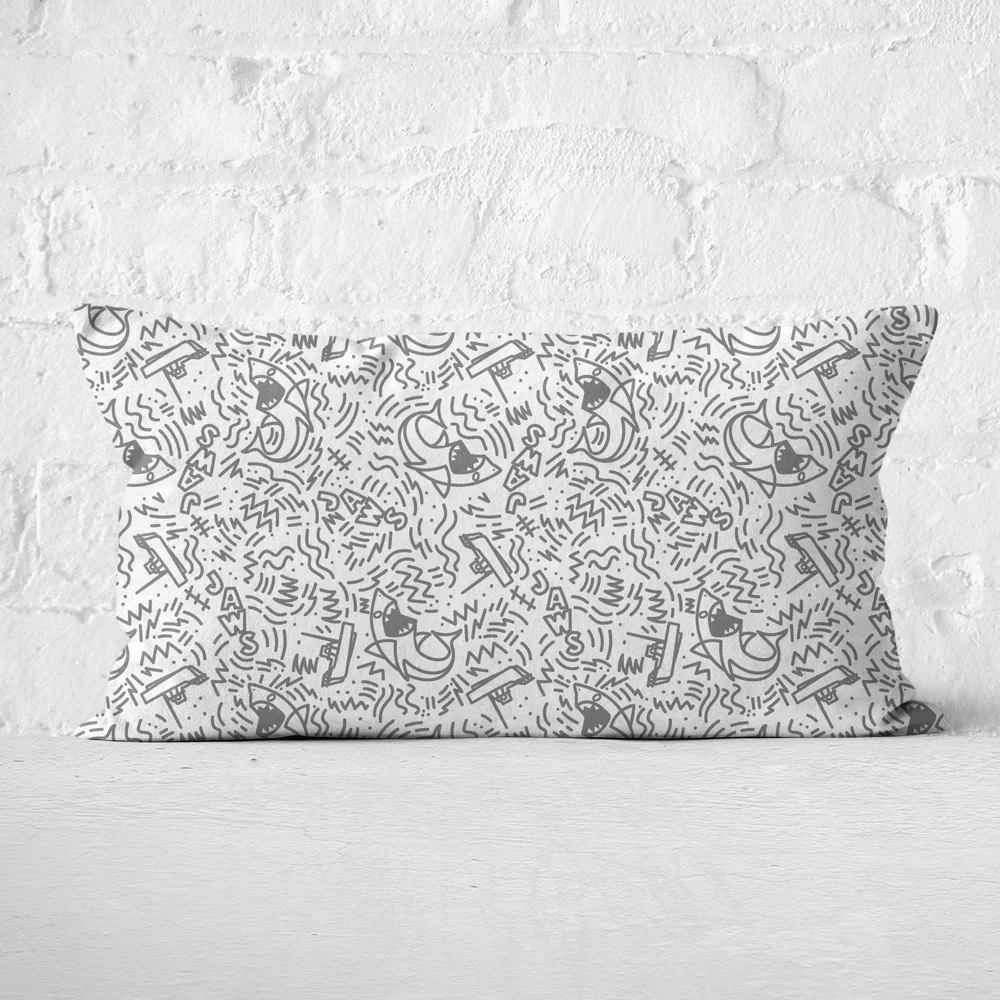 Jaws Doodles Rectangular Cushion - 30x50cm - Soft Touch Image 1