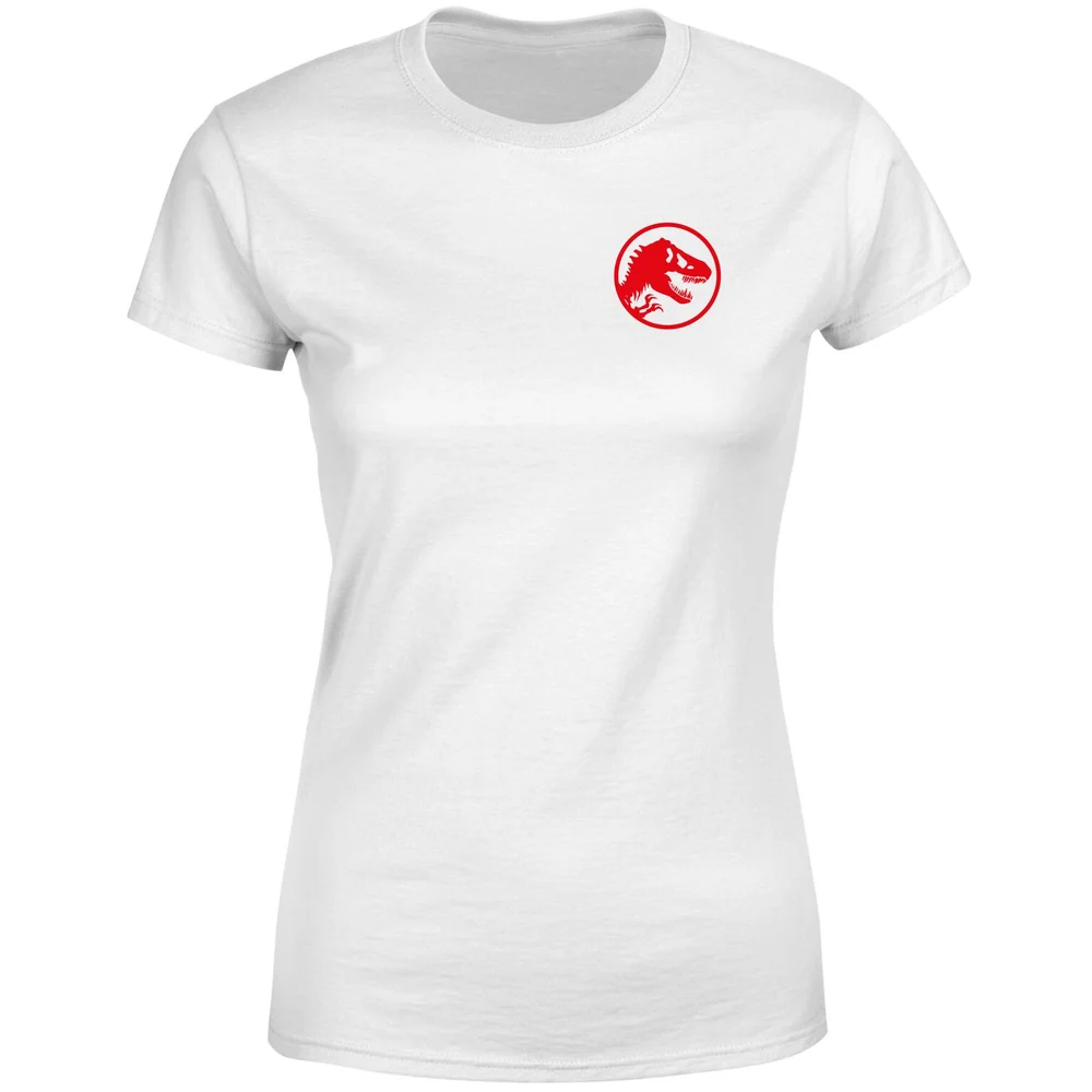 Jurassic Park Red Logo Embroidered Women's T-Shirt - White - XS Image 1