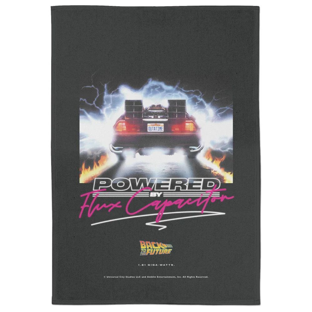 Back To The Future Powered By Flux Capacitor Tea Towel Image 1