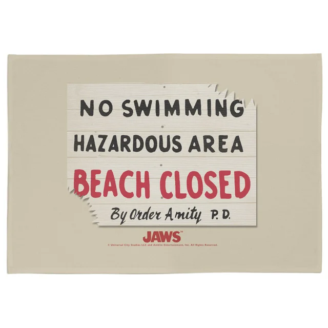 Jaws Beach Closed Tea Towel