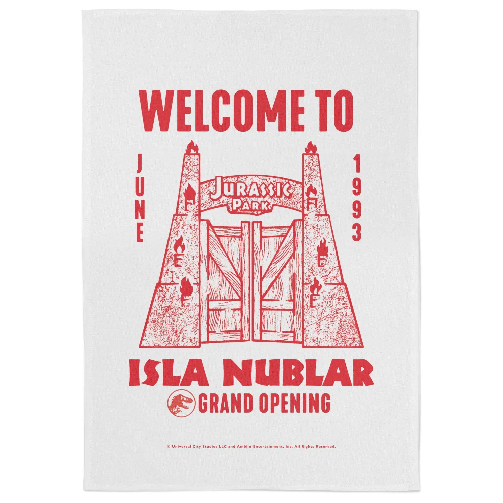 Jurassic Park Welcome To Isla Nublar Tea Towel Image 1