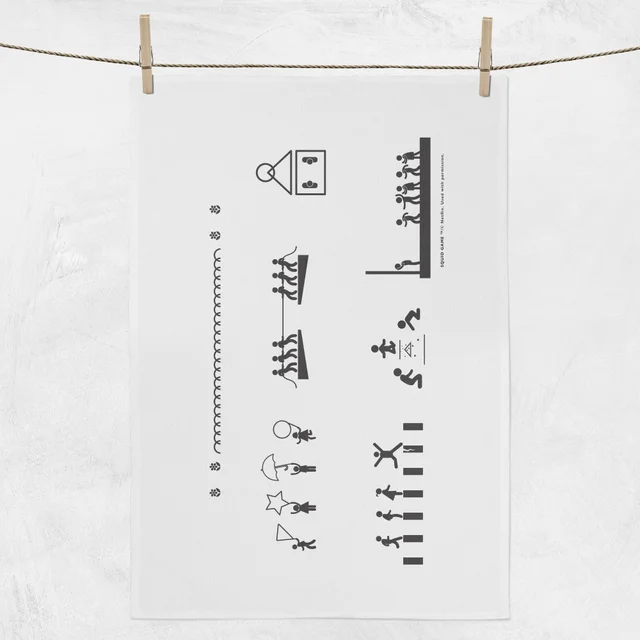 Squid Game Playground Games Tea Towel