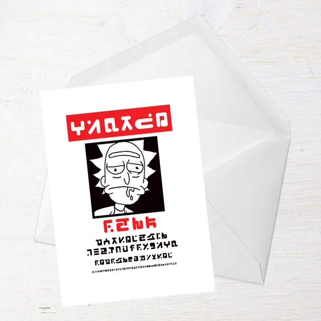 Rick and Morty Wanted Rick Poster Greetings Card