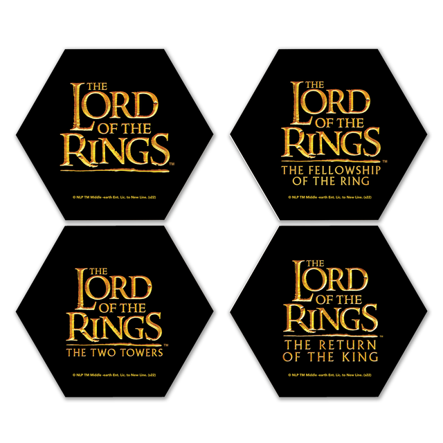 Lord Of The Rings LOTR Logos Hexagonal Coaster Set