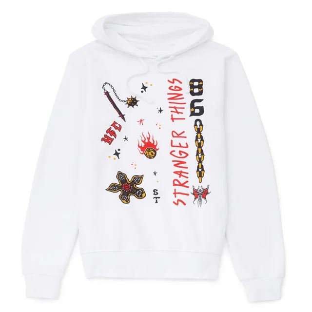 Stranger Things Hellfire Club Flash Hoodie - White