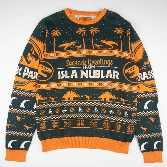 Jurassic Park Seasons Greetings from Isla Nublar Knitted Christmas Jumper