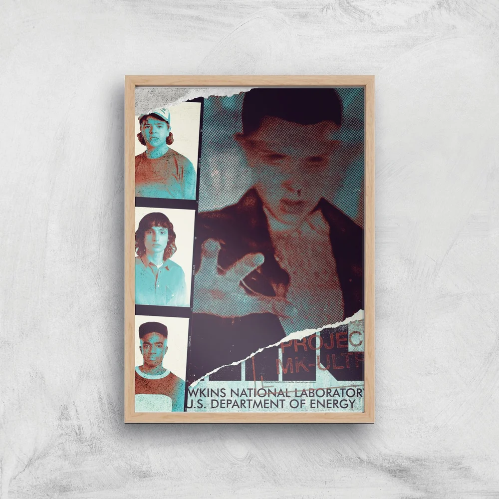 Stranger Things National Laboratory Giclee Art Print - A4 - Wooden Frame Image 1