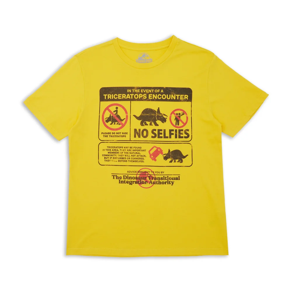 Jurassic World Triceratops Encounter Survival Guide Men's T-Shirt - Yellow - S Image 1