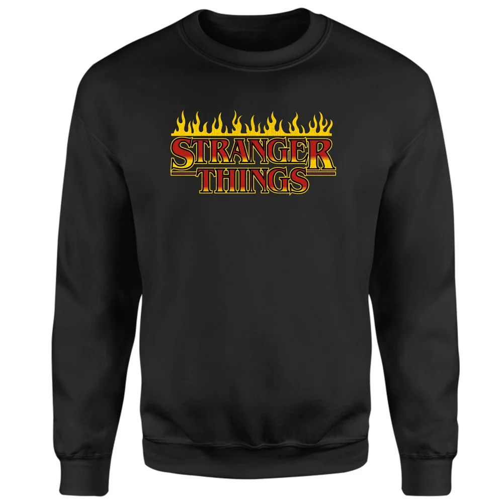Stranger Things Flames Logo Sweatshirt - Black - S Image 1