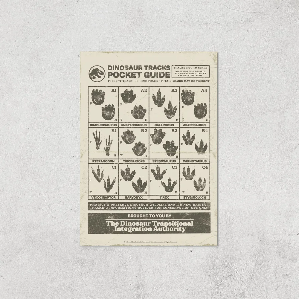 Jurassic World Dino Tracks Pocket Guide Giclee Art Print - A3 - Print Only Image 1