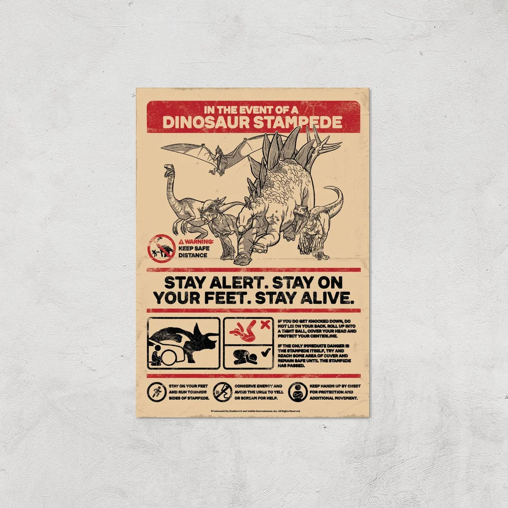 Jurassic World How To Survive A Stampede Giclee Art Print - A4 - Print Only Image 1
