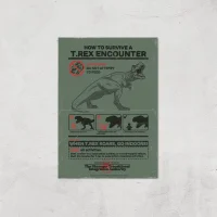 Jurassic World How To Survive A T-Rex Encounter Giclee Art Print - undefined undefined