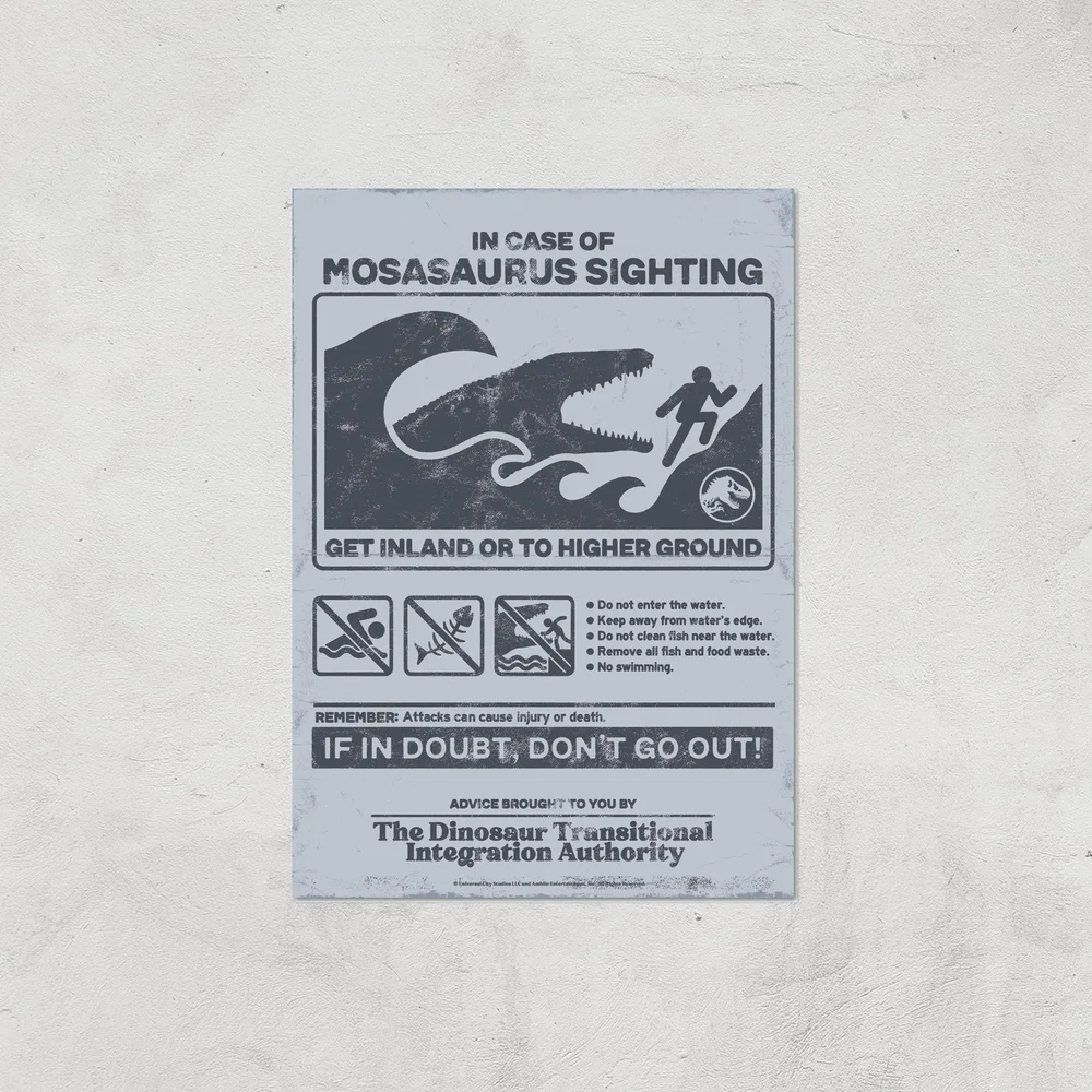 Jurassic World Mosasaurus Sighting Giclee Art Print - A4 - Print Only Image 1
