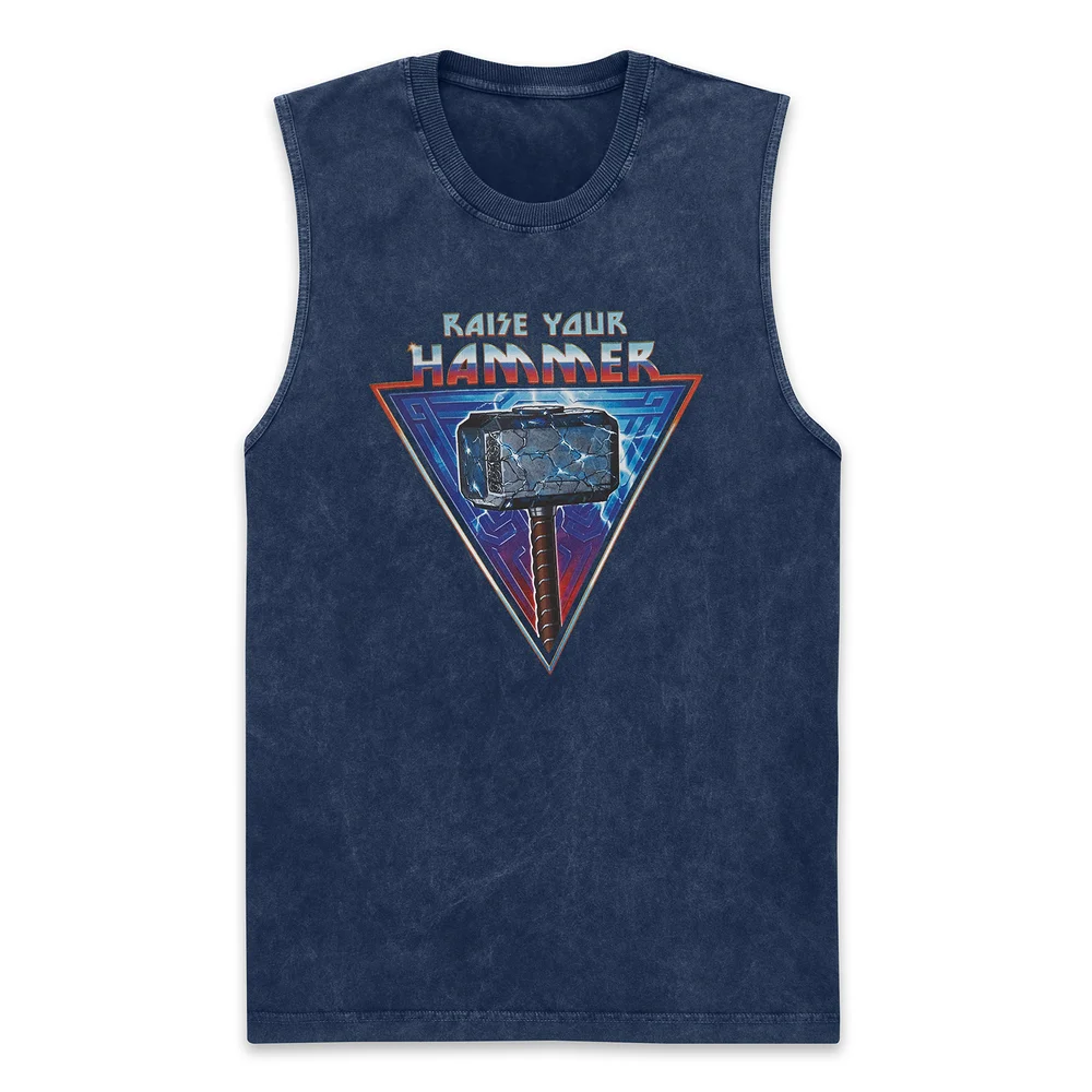 Marvel Thor - Love and Thunder Raise Your Hammer Unisex Vests - Navy Acid Wash - M Image 1