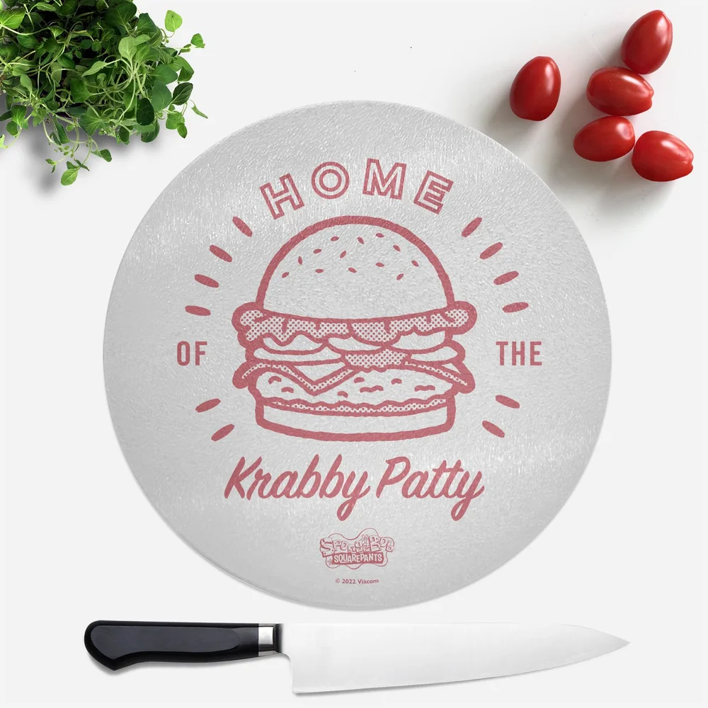 Spongebob Squarepants Home Of The Krabby Patty Round Chopping Board Image 1