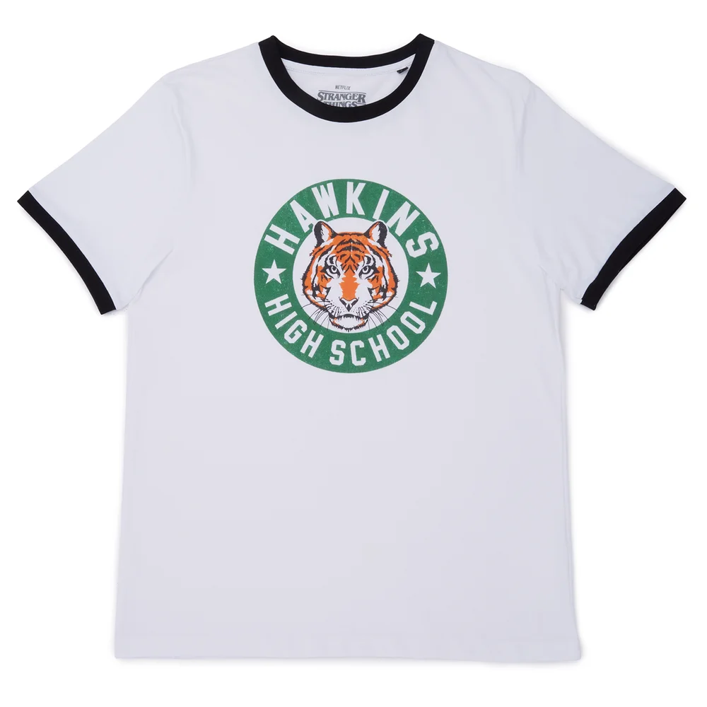 Stranger Things Badge Ringer T-Shirt - White/Black - XXL Image 1