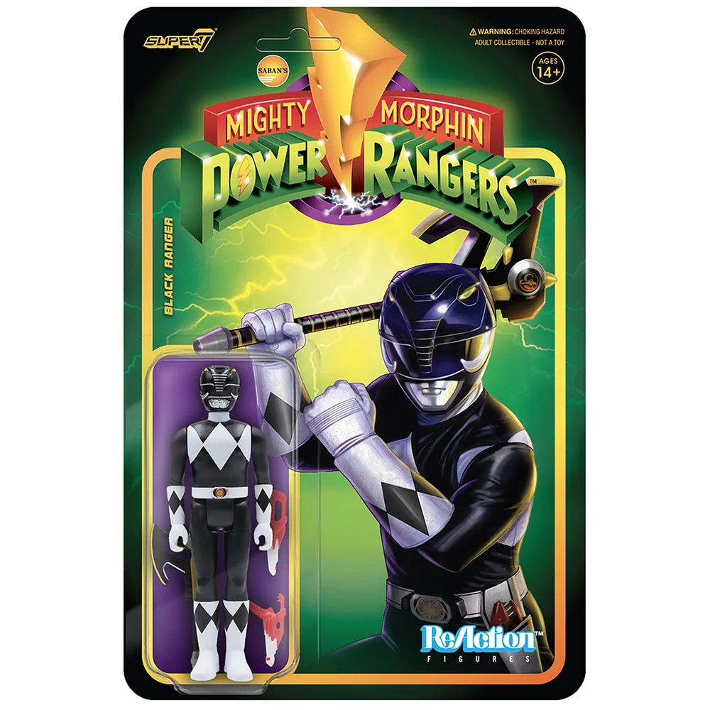 Super7 Mighty Morphin' Power Rangers Reaction Figure - Black Ranger Image 1