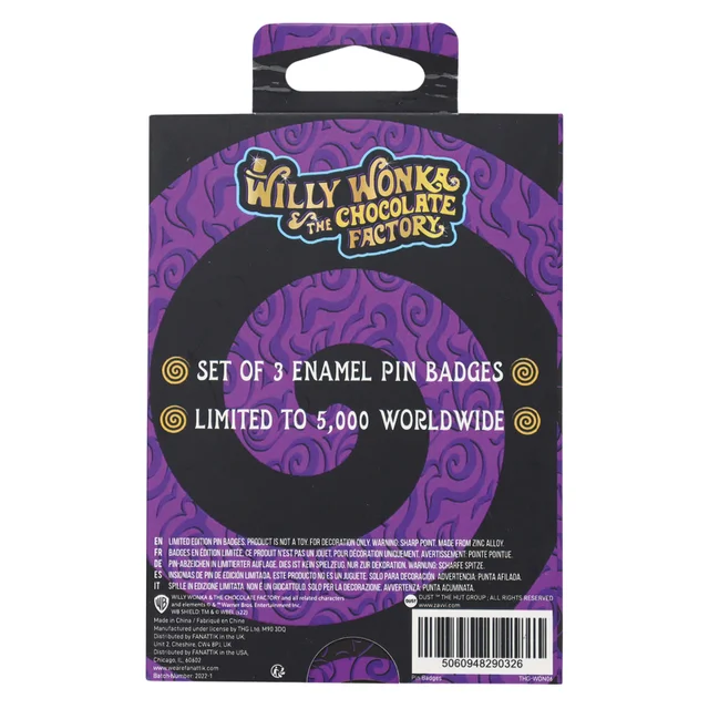 Dust! Willy Wonka Limited Edition Pin Badge Set