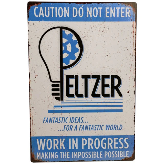 Trick or Treat Studios Gremlins Peltzer Workshop Metal Sign