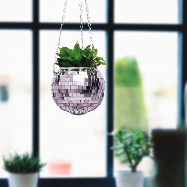 Disco Ball Hanging Planter 6"